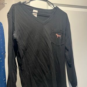 PINK Victoria's Secret Black V-Neck Tee